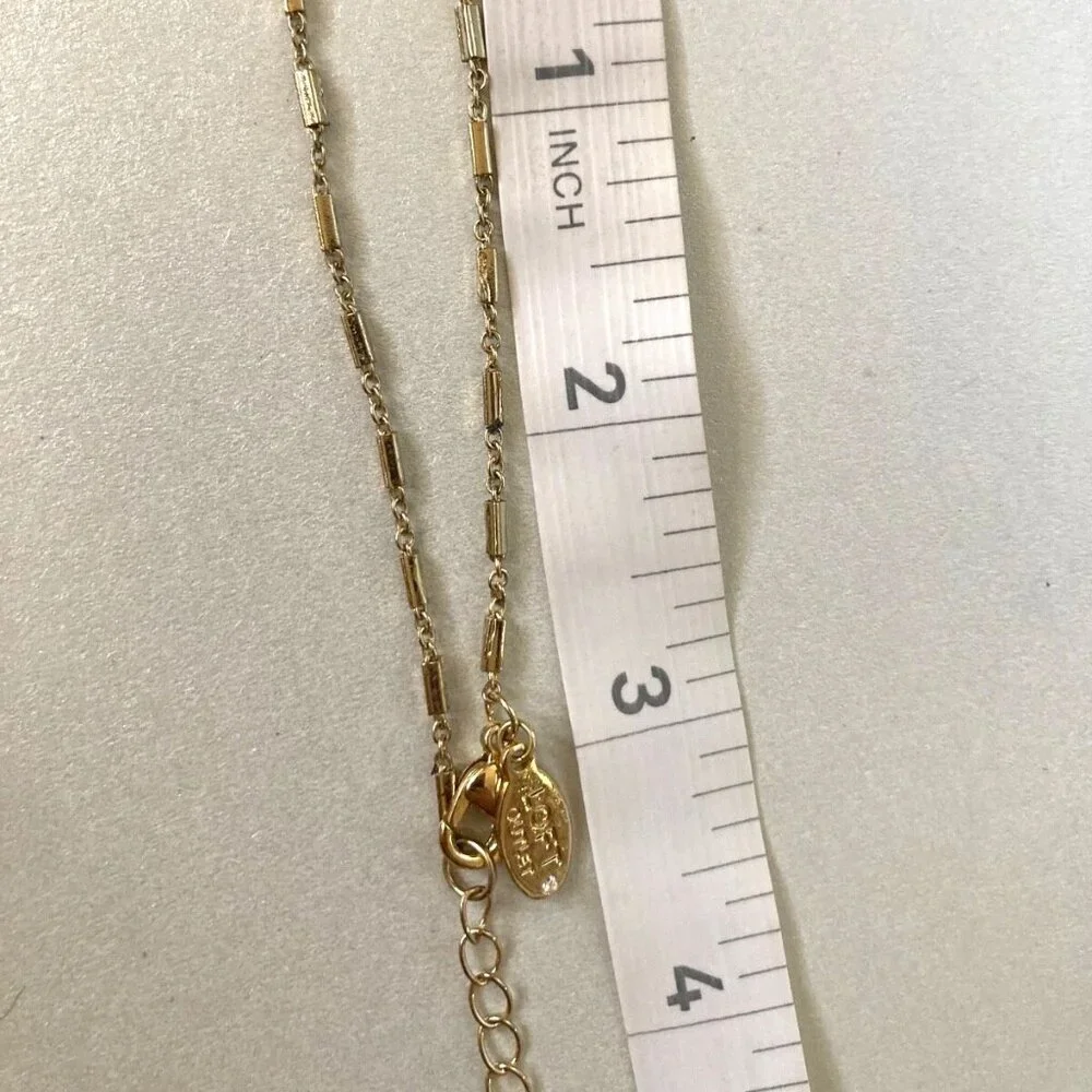 Signed LOFT Gold Tone Chain pink heart stone Bracelet preloved - Picture 4 of 6